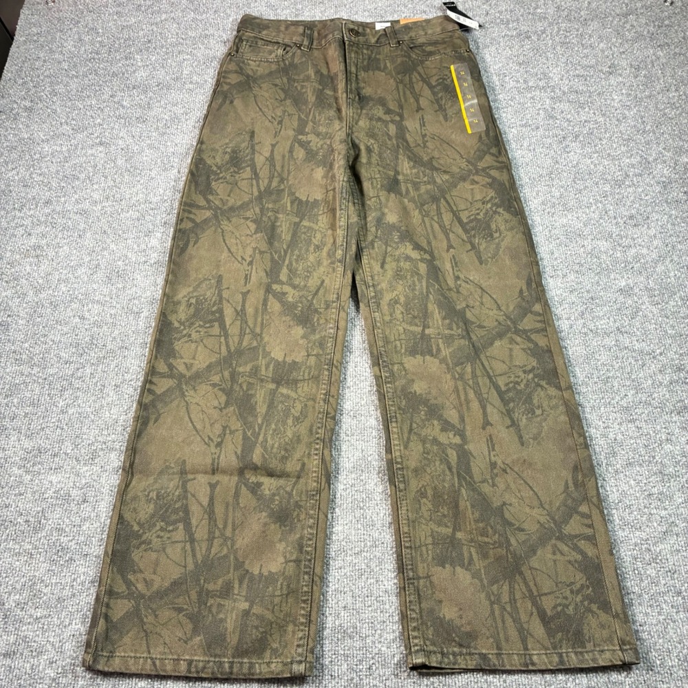 PacSun Baggy Jeans Boys 14 Green Woodlawn Camo Wide Leg Y2K Skater Pants NWT